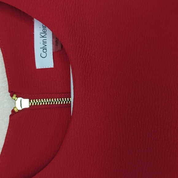 Calvin Klein Red Sleeveless Midi Sheath Dress Size 2 - Picture 3 of 13